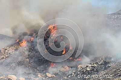 The Silver Fire In Beaumont California ~ 2013 ~ Fire Burning Along Hillside