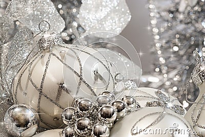 Silver Ivory Christmas Ornaments