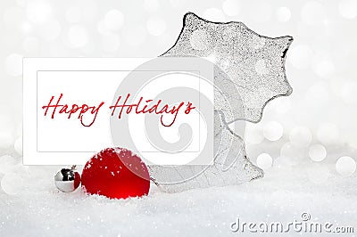 Silver & Red Christmas Ornament With Holiday Card