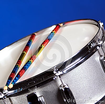 Silver Sparkle Snare Drum on Blue