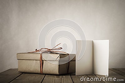Simple Gift Box and Card on Table