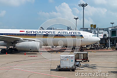 Singapore Airlines Airbus in the airport