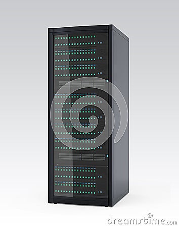 Single blade server system isolated on gray background