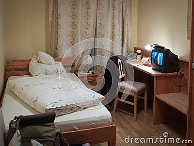 Single hotel room interior