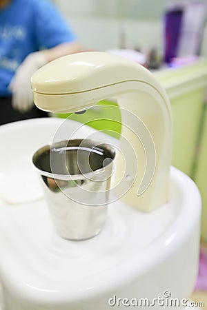 Sink at a dental unit in dental office