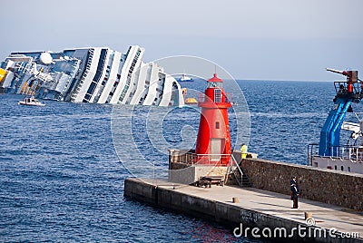 Sinking cruise ship Costa Concordia,