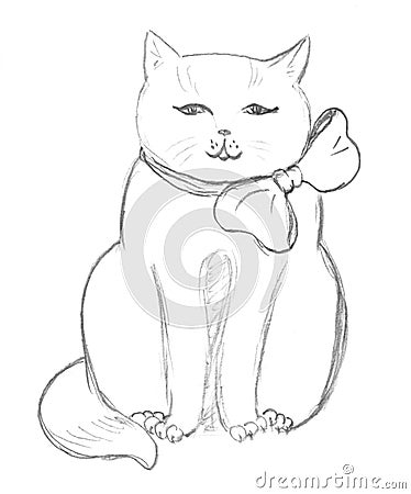 Sitting Cat Sketch Stock Images - Image: 12980924