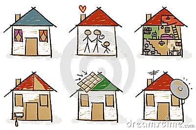Six Hand Drawn Houses Stock Image - Image: 18723451