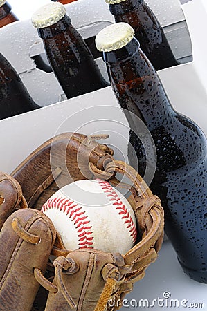 Six Pack of Beer and Baseball Glove