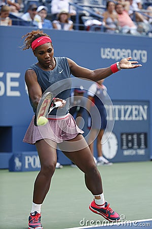 Sixteen times Grand Slam champion Serena Williams at Billie Jean King National Tennis Center during match at US Open 2013