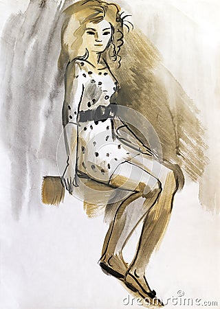 Sketch Of A Female Figure Stock Illustration - Image: 48258441