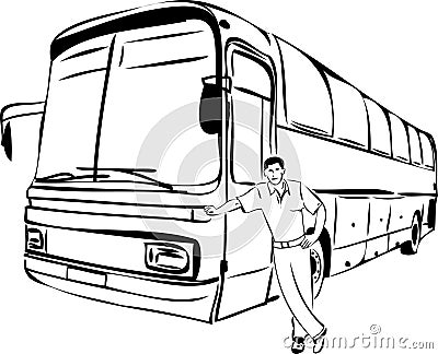 Sketch of a man near his bus driver