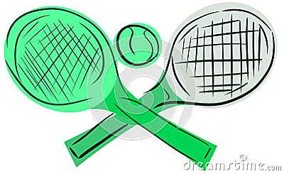 Sketch of tennis rackets with ball