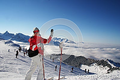 On the ski-track in Alps