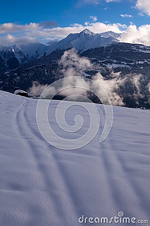 Ski tracks, Swiss alps