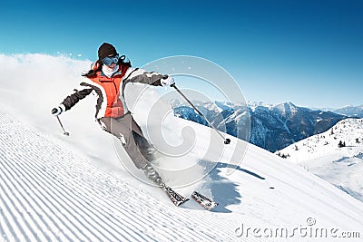 Skier in hight mountain