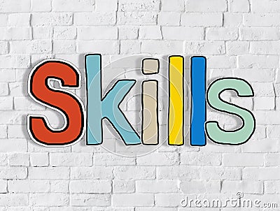 Skills Word Concepts On White Brickwall