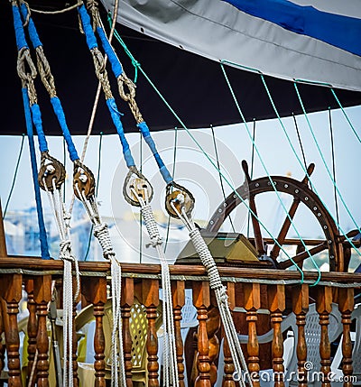 Skipper wheel on sailboard