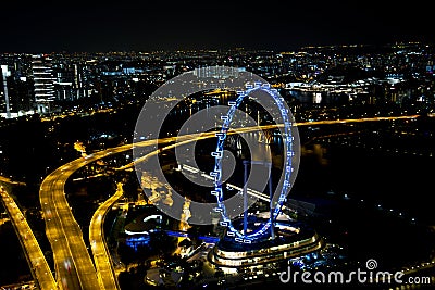 Skyline of Downtown Singapore at Night