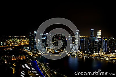Skyline of Downtown Singapore at Night