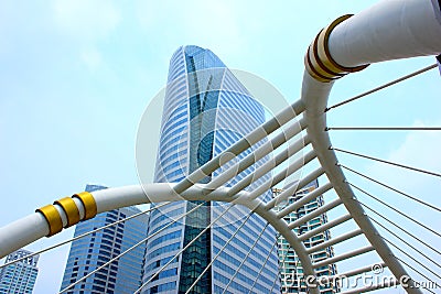 Skywalk in business area, Bangkok, Thailand