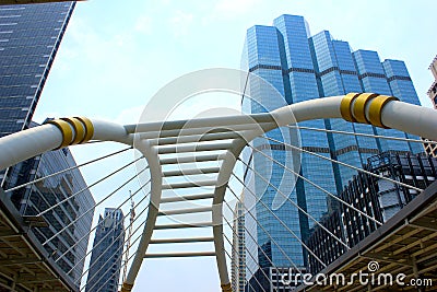 Skywalk in business area, Bangkok, Thailand