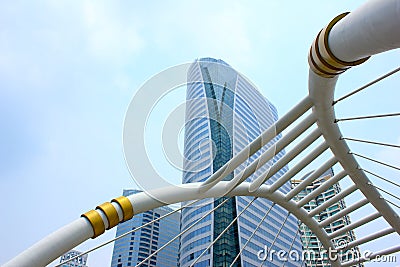 Skywalk in business area, Bangkok, Thailand