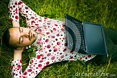 Sleeping man with laptop