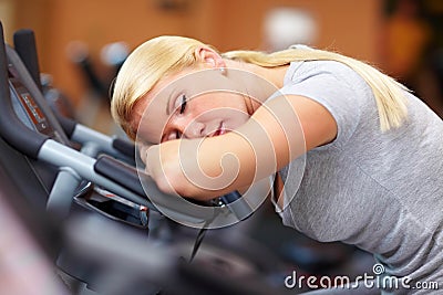 Sleeping woman in gym