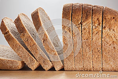 Sliced bread at a board