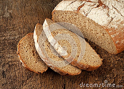 Sliced loaf of rye bread