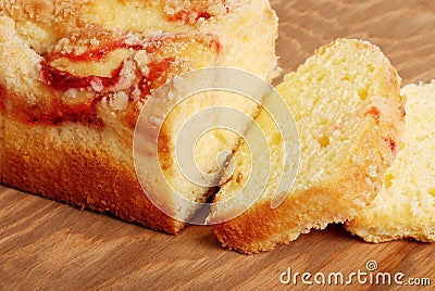 Sliced raspberry pound cake