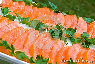 Sliced salmon fillet