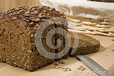 Sliced whole grain brown bread