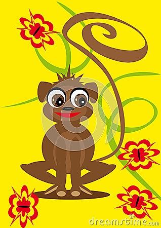 Small animation monkey on the isolated background