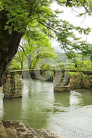 The small bridges and flowing water