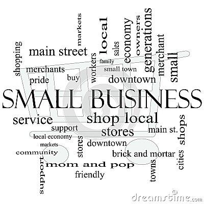 Small Business Word Cloud Concept with Shopping Cart