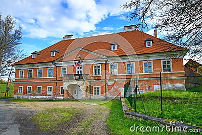 Small community of Kundratice Chateau, Spring Landscape, Hartmanice, Sušice, Bohemian Forest (Šumava), Czech Republic