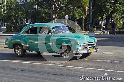 Small Green old Cuban car