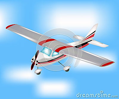 Small plane flying to sky