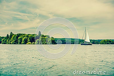 Small sailboat on a lake