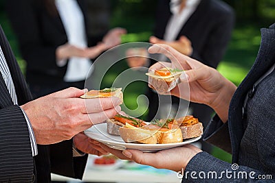 Small sandwiches on office meal