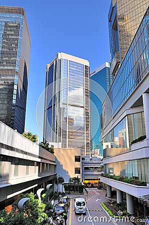 Small street among modern buildings, Hongkong