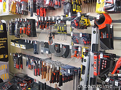 Small tools in a store.