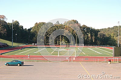Small town school sports field