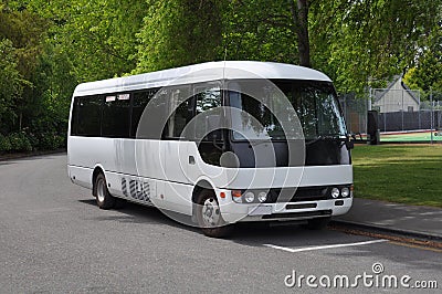 Small White Tour Coach Bus, New Zealand