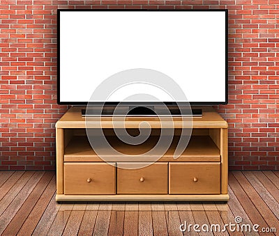 Smart tv with blank screen in modern living room