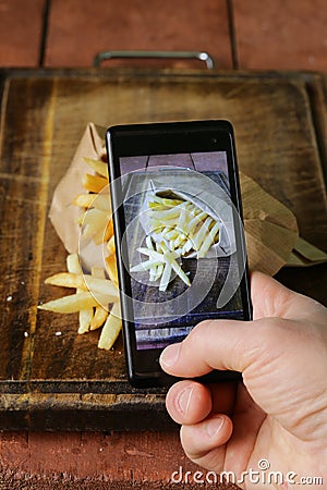 Smartphone shot food photo - French fries with salt