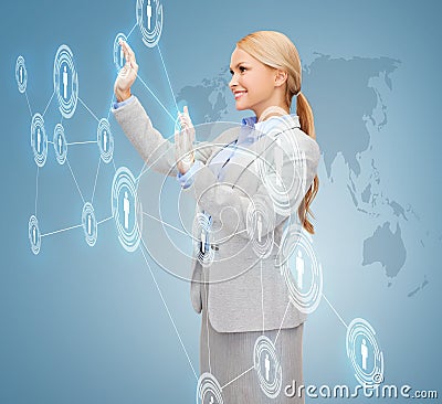 Smiling businesswoman working with virtual screen