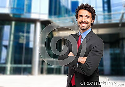 Smiling confident business man outdoor